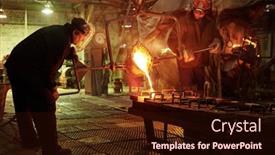  Presentation with furnace - Presentation design featuring steel-workers-melting-iron background and a wine colored foreground