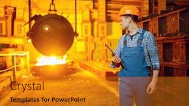  Presentation with furnace - Colorful presentation design enhanced with steelmaker-furnace-and-liquid-metal backdrop and a gold colored foreground