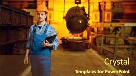  Presentation with furnace - Beautiful theme featuring steelmaker-furnace-and-liquid-metal backdrop and a tawny brown colored foreground