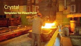  Presentation with liquid - PPT theme having steelmaker-pours-liquid-metal background and a tawny brown colored foreground