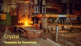  Presentation with liquid - PPT layouts with steelmaker-pours-liquid-metal background and a tawny brown colored foreground