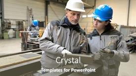  Presentation with steelwork - Audience pleasing PPT layouts consisting of steelwork-instructor-with-young-apprentice backdrop and a gray colored foreground