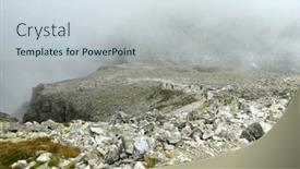  Presentation with fog - Slide set with steep-mountain-rocky-slope background and a sky blue colored foreground