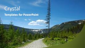  Presentation with road - Presentation theme enhanced with steep-road-to-mountain background and a teal colored foreground