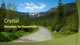  Presentation with road - Presentation design with steep-road-to-mountain background and a tawny brown colored foreground
