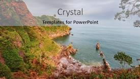  Presentation with rocky ocean coast - Presentation theme having steep-rocky-ocean-shore-part background and a lemonade colored foreground