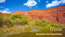  Presentation with boat tourism - Amazing presentation design having steep-shores-of-red-sandstone backdrop and a tawny brown colored foreground