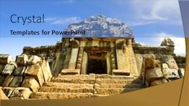  Presentation with monetary supply process central bank - Audience pleasing presentation theme consisting of steep stairs up into the central angkor wat inner sanctum cambodia backdrop and a light blue colored foreground