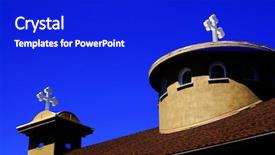  Presentation with church blue - Slide deck with steeples of church crosses background and a royal blue colored foreground