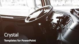  Presentation with cabin - Audience pleasing slides consisting of steering wheel - cabin of big modern truck backdrop and a wine colored foreground