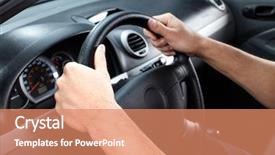  Presentation with driving road - Audience pleasing slide deck consisting of steering wheel - hands of driving man backdrop and a coral colored foreground