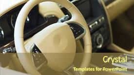 Presentation with salon - Cool new theme with steering wheel - interior view of car backdrop and a tawny brown colored foreground