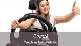  Presentation with teenage girl - PPT theme featuring steering wheel - joyful teenage girl sitting background and a gray colored foreground