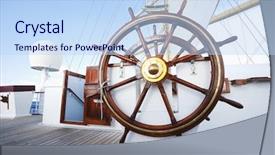  Presentation with ship - Cool new PPT theme with steering wheel - ships helm on deck backdrop and a light blue colored foreground