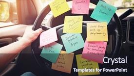  Presentation with wheel - Slide deck featuring steering wheel covered in notes background and a wine colored foreground