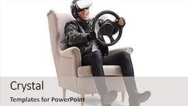  Presentation with wheel - Slides having steering wheel isolated on white background and a light gray colored foreground