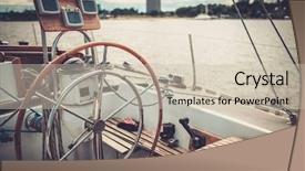  Presentation with yacht - Amazing presentation theme having steering wheel on a yacht backdrop and a soft green colored foreground
