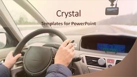  Presentation with self driving car - Colorful theme enhanced with steering wheel view from behind backdrop and a lemonade colored foreground