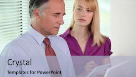  Presentation with secretary - PPT theme having steganography - secretary taking notes background and a light blue colored foreground