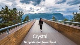  Presentation with binoculars at a lookout point - Slides featuring stegastein lookout observation deck view background and a tawny brown colored foreground