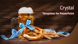  Presentation with beer - Slide set with stein on wooden board oktoberfest background and a wine colored foreground
