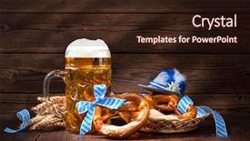  Presentation with beer - Presentation design with stein on wooden board oktoberfest background and a wine colored foreground