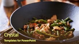  Presentation with chinese - Presentation consisting of steirs - chinese stir fry close up background and a tawny brown colored foreground