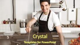  Presentation with cook chef - PPT theme consisting of steirs - happy young man chef cook background and a tawny brown colored foreground
