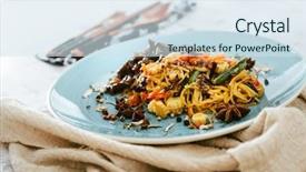  Presentation with noodles - Theme featuring steirs - sesame beef stir fry noodles background and a sky blue colored foreground