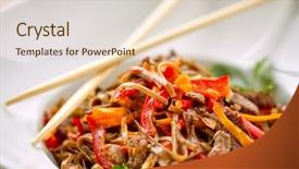  Presentation with noodles - Audience pleasing slide deck consisting of steirs - stir fry noodles soba backdrop and a lemonade colored foreground