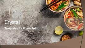  Presentation with noodles - Audience pleasing presentation design consisting of steirs - stir fry with noodles backdrop and a gray colored foreground