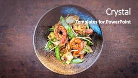  Presentation with tom yum kung traditional food - PPT theme with steirs - traditional stir-fried thai phak kung background and a gray colored foreground