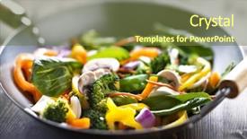  Presentation with vegetarian - Audience pleasing PPT layouts consisting of steirs - vegetarian wok stir fry backdrop and a tawny brown colored foreground