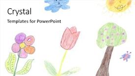  Presentation with stem - Beautiful presentation theme featuring preschool stem - child's drawing backdrop and a white colored foreground