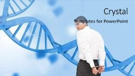  Presentation with image encryption based on dna - Presentation theme with adult stem cell - composite image of businessman wearing background and a light blue colored foreground