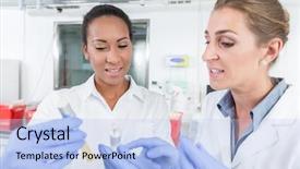  Presentation with lab test - Theme consisting of analyzing instrument talking about test background and a light blue colored foreground