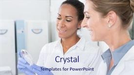  Presentation with lab test - Presentation theme with stem career - scientists in research lab background and a  colored foreground