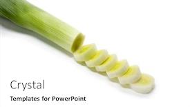  Presentation with white green - Theme having stem-of-green-leeks-allium background and a white colored foreground