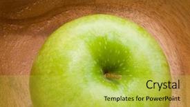  Presentation with green plate - Presentation featuring stem ware - fresh green apple background and a  colored foreground