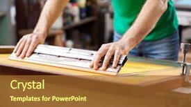  Presentation with worker - Beautiful slides featuring stencil - midsection mid adult worker using backdrop and a red colored foreground