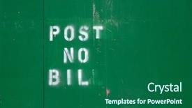  Presentation with green city - Slide set featuring stencil - post no bill sign background and a ocean colored foreground