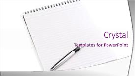  Presentation with fountain pen - Presentation design consisting of steno notebook and a fountain background and a sky blue colored foreground