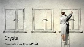  Presentation with wall - Amazing slides having step forward - image of businesswoman standing backdrop and a light gray colored foreground