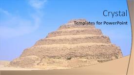  Presentation with egypt pyramid - Theme with step pyramid of djoser at the egyptian burial ground of sakkara near cairo egypt background and a light blue colored foreground