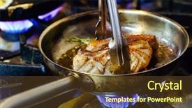  Presentation with fried foods - PPT layouts enhanced with step step instructions - fried duck background and a tawny brown colored foreground