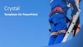  Presentation with electrician - Colorful presentation theme enhanced with stepladder-holding-an-african-american backdrop and a teal colored foreground