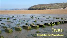  Presentation with stepping stones - Audience pleasing presentation design consisting of stepping stones and the beach backdrop and a tawny brown colored foreground