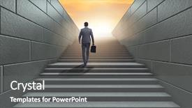  Presentation with stepping - Amazing slides having stepping up - businessman climbing up challenging career backdrop and a gray colored foreground
