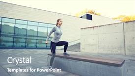  Presentation with sport and health - PPT theme having stepping up - fitness sport people and healthy background and a gray colored foreground