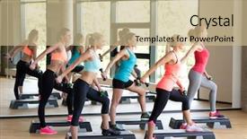  Presentation with crossfit fitness trx training exercises - Theme enhanced with stepping up - fitness sport training gym background and a coral colored foreground